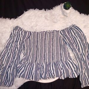 American Eagle Off The Should Striped Top